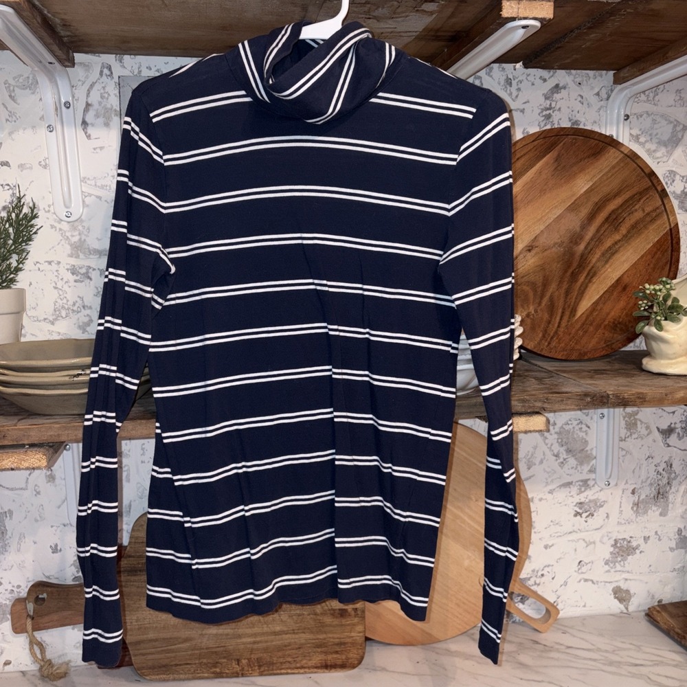 J Crew Women's S Basic Striped Turtleneck Cozy Layering Shirt
